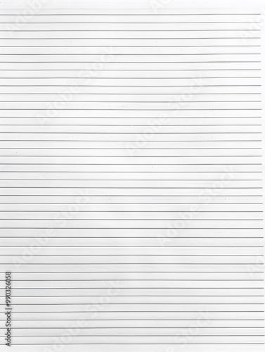 Notebook Lined Paper Background with horizontal lines neatly spaced across a clean white sheet 