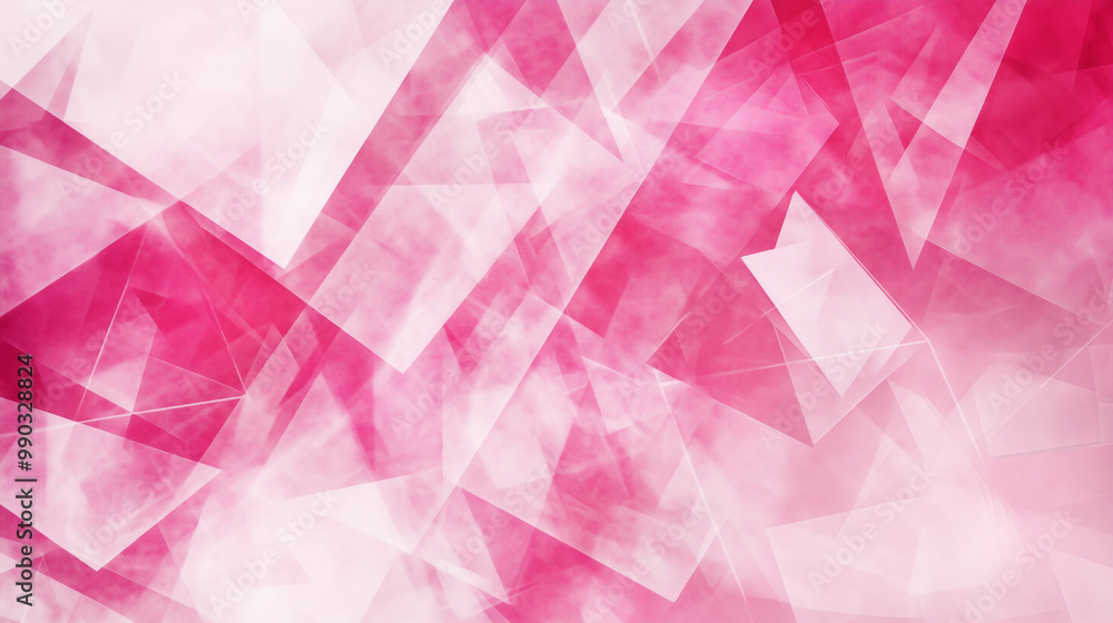 Naklejka premium Modern abstract pink background design with layers of textured white transparent material in triangle diamond and squares shapes in random geometric pattern. abstract. Illustrations 