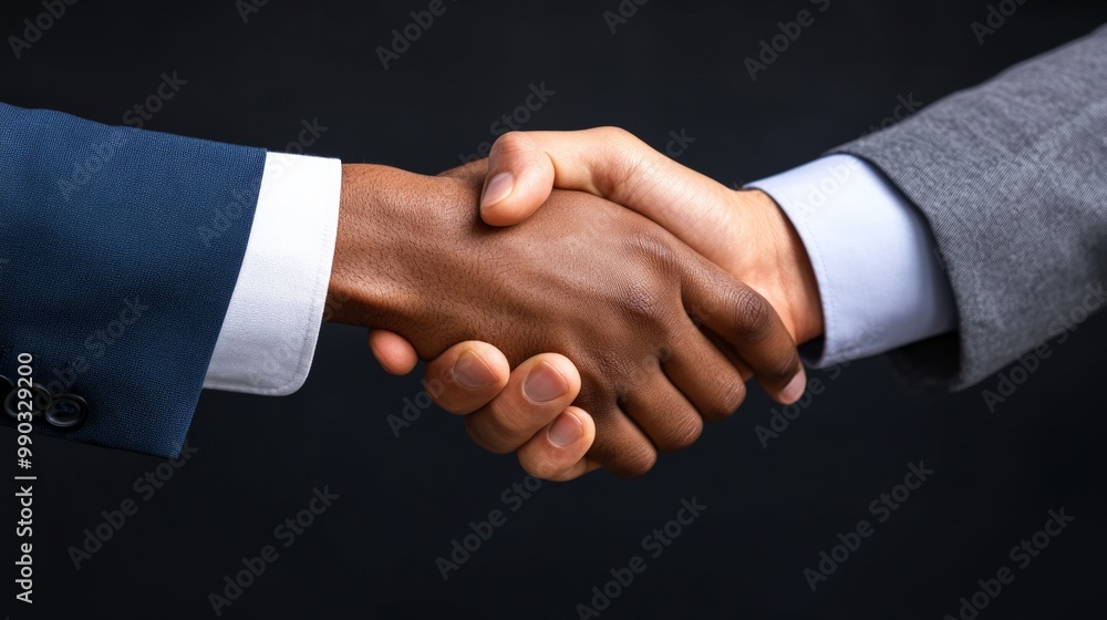 Handshake of Partnership: A close-up shot of two men in business suits shaking hands, symbolizing agreement, collaboration, and the start of a successful partnership. Handshake of Partnership: A close-up shot of two men in business suits shaking hands, symbolizing agreement, collaboration, and the start of a successful partnership.