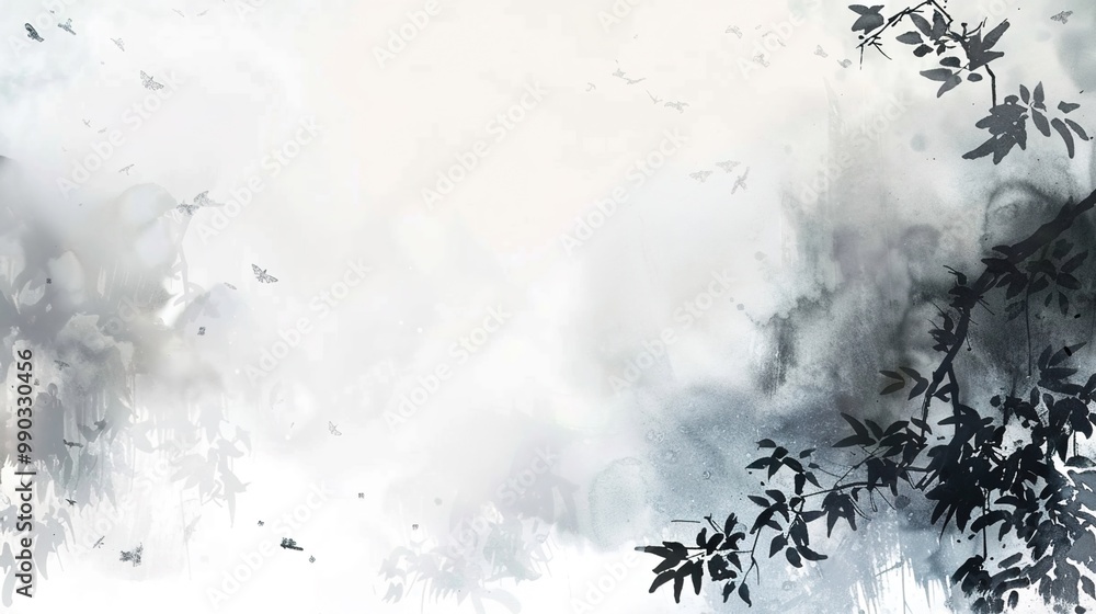 custom made wallpaper toronto digitalJiangnan landscape natural scenery, Chinese style ink natural scenery concept illustration