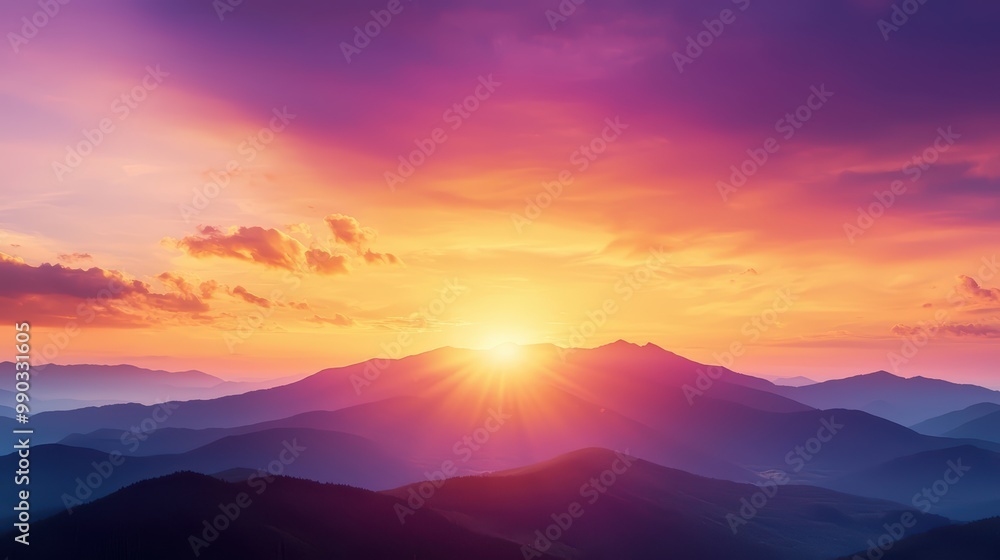 Stunning mountain landscape at sunrise with vibrant colors and dramatic sky. Stunning mountain landscape at sunrise with vibrant colors and dramatic sky.