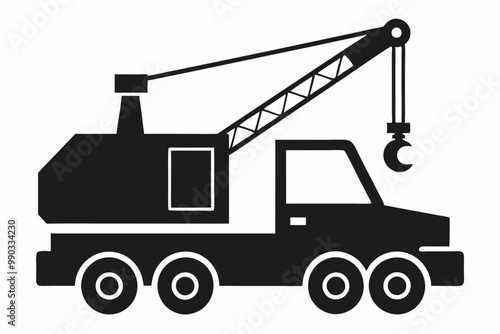 Mobile crane machine vector, mobile crane crawler heavy vehicles silhouette vector illustration