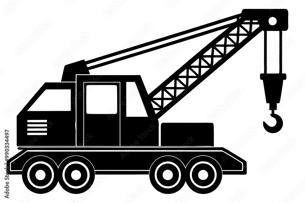 Mobile crane machine vector, mobile crane crawler heavy vehicles silhouette vector illustration Mobile crane machine vector, mobile crane crawler heavy vehicles silhouette vector illustration