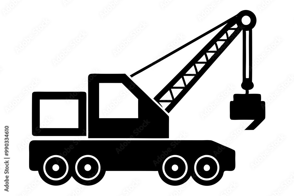 Mobile crane machine vector, mobile crane crawler heavy vehicles silhouette vector illustration Mobile crane machine vector, mobile crane crawler heavy vehicles silhouette vector illustration