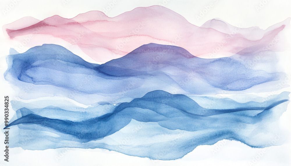 Soft, hand-painted watercolor strokes in calming blues, pinks, and purples, blending seamlessly into one another Soft, hand-painted watercolor strokes in calming blues, pinks, and purples, blending seamlessly into one another