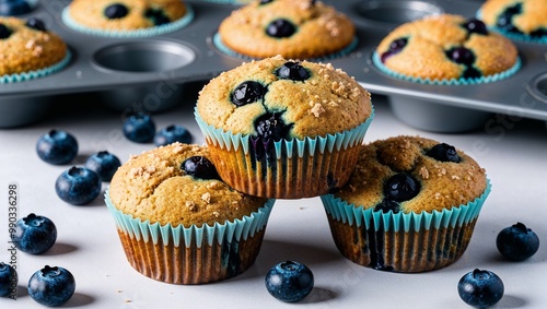 Vegan blueberry muffins with almond flour closeup