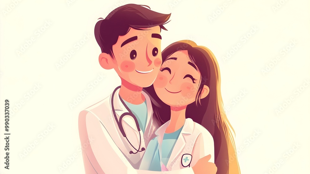 Smiling Medical Professionals Collaborating in a Healthcare Clinic Smiling Medical Professionals Collaborating in a Healthcare Clinic