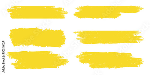 Set of yellow abstract scribble brushes