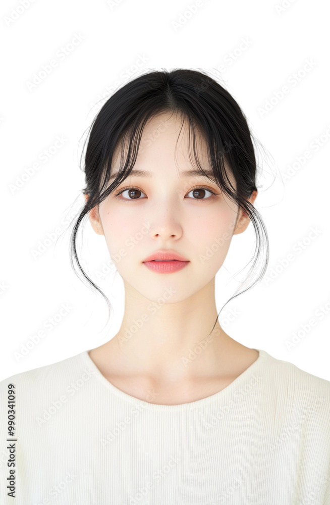 Captivating Portrait of a Young Woman with Intense Gaze Captivating Portrait of a Young Woman with Intense Gaze