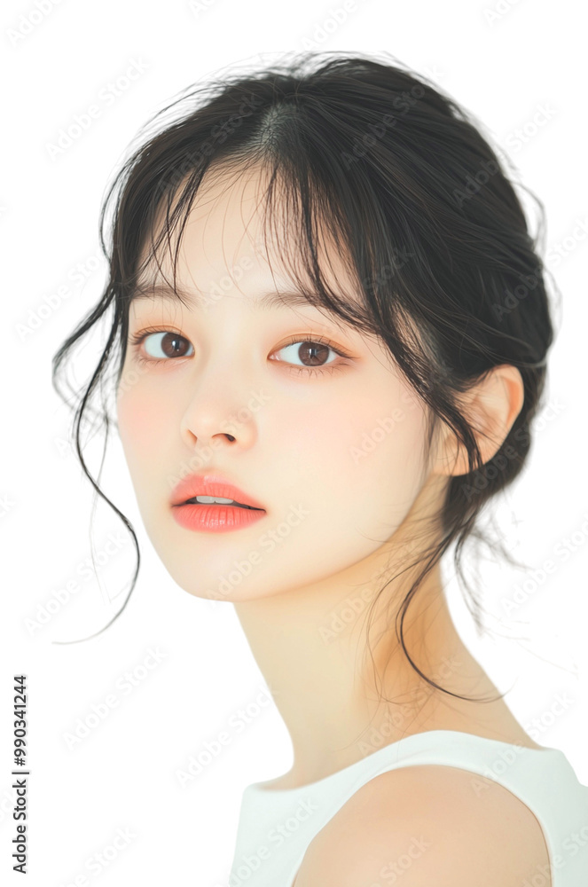Captivating Portrait of a Young Woman with Intense Gaze Captivating Portrait of a Young Woman with Intense Gaze
