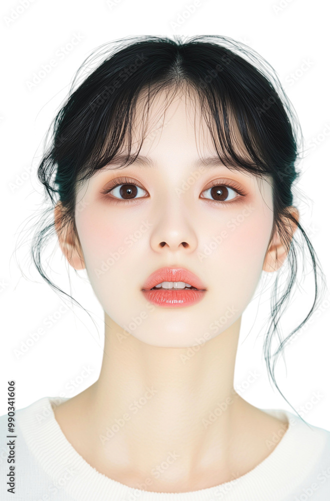 Captivating Portrait of a Young Woman with Intense Gaze Captivating Portrait of a Young Woman with Intense Gaze