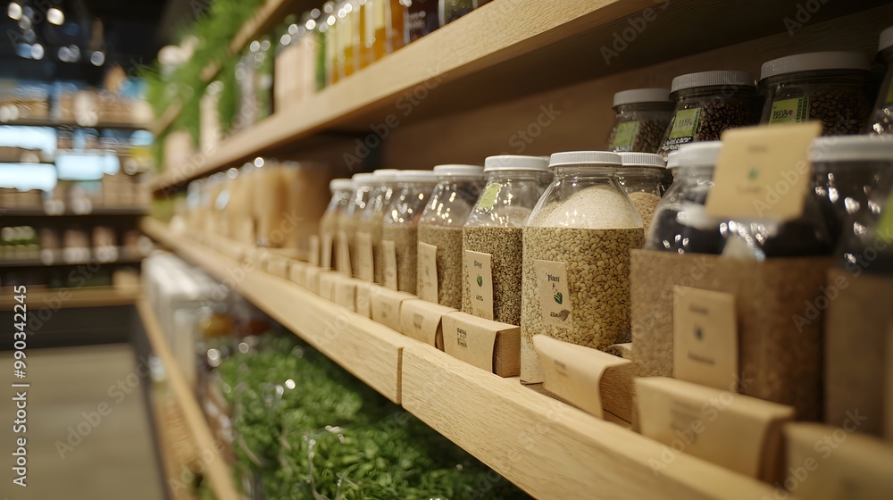 284. Sustainable packaging for a beverage product made from biodegradable materials displayed in a store 284. Sustainable packaging for a beverage product made from biodegradable materials displayed in a store