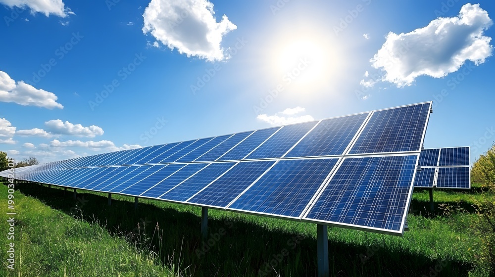 289. A large field of solar panels capturing energy from the sun on a bright day 289. A large field of solar panels capturing energy from the sun on a bright day