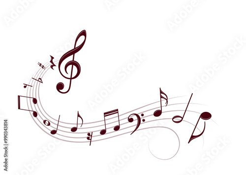 The stylized symbol with music notes. 