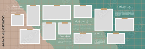 Pictures or photos frame collage. comics page grid layout abstract photo frames and digital photo wall template