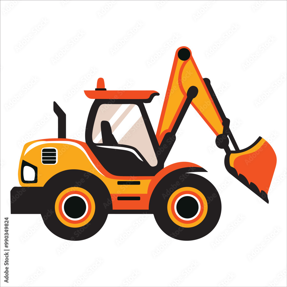 Naklejka premium Backhoe Loader truck isolated - Construction Clipart Vector illustration 