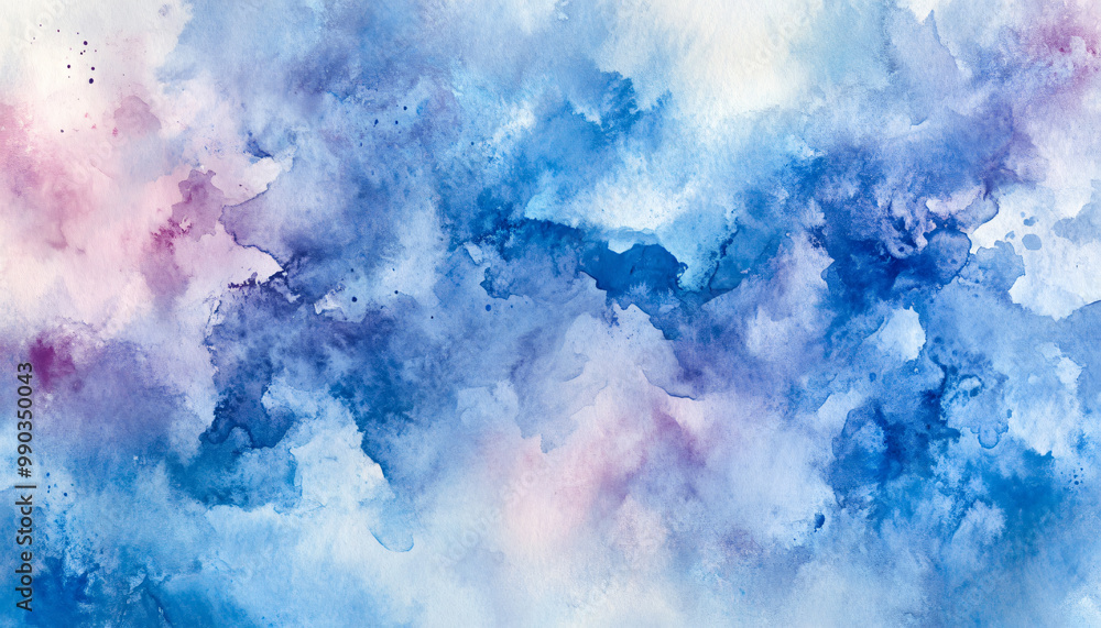 Obraz premium Soft, hand-painted watercolor strokes in calming blues, pinks, and purples, blending seamlessly into one another
