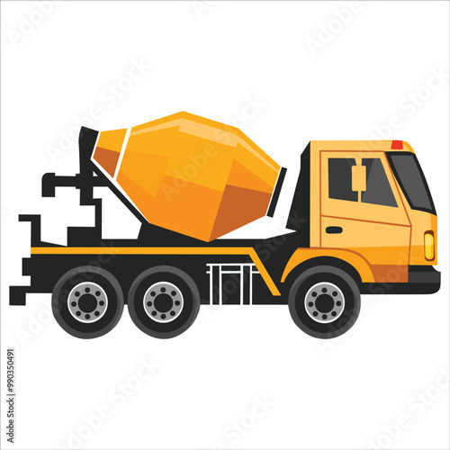 concrete mixer heavy truck isolated - Construction Clipart Vector illustration 