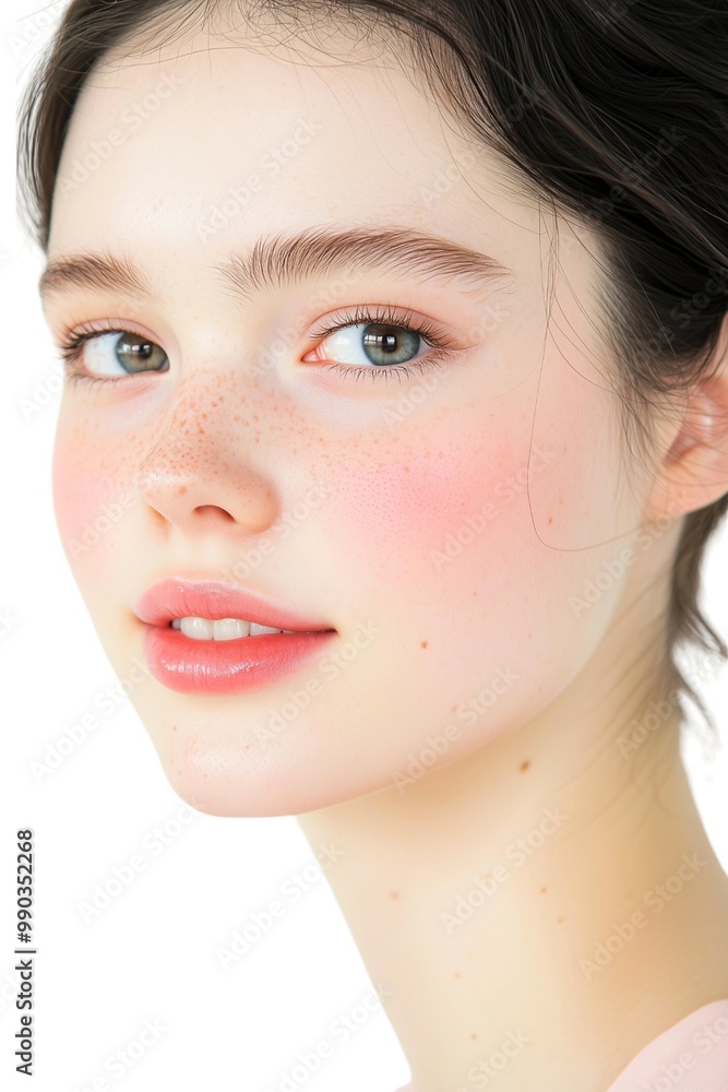 Delicate Beauty Portrait of a Young Woman with Freckles Delicate Beauty Portrait of a Young Woman with Freckles