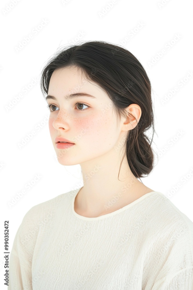 Delicate Beauty Portrait of a Young Woman with Freckles Delicate Beauty Portrait of a Young Woman with Freckles