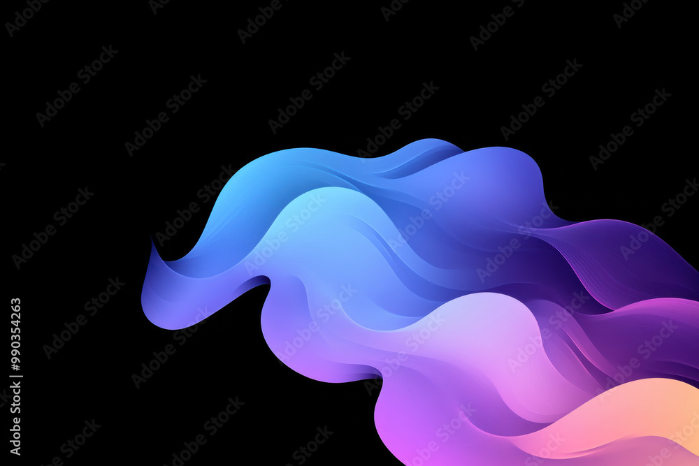 Vibrant Curved Shapes on Black Background Vibrant Curved Shapes on Black Background