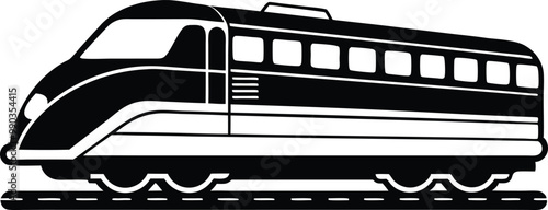 Modern Train silhouette Vector icon, illustration on black and white.