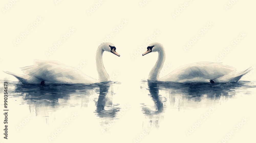Obraz premium Two Swans in Love
