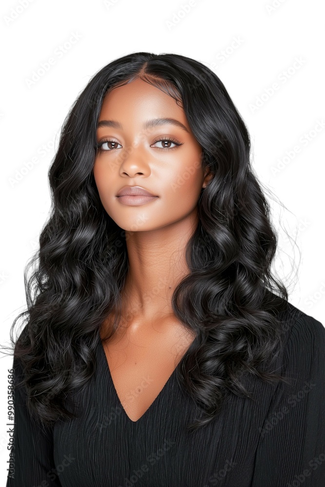 Elegant Portrait of a Woman with Flowing Curly Hair Elegant Portrait of a Woman with Flowing Curly Hair