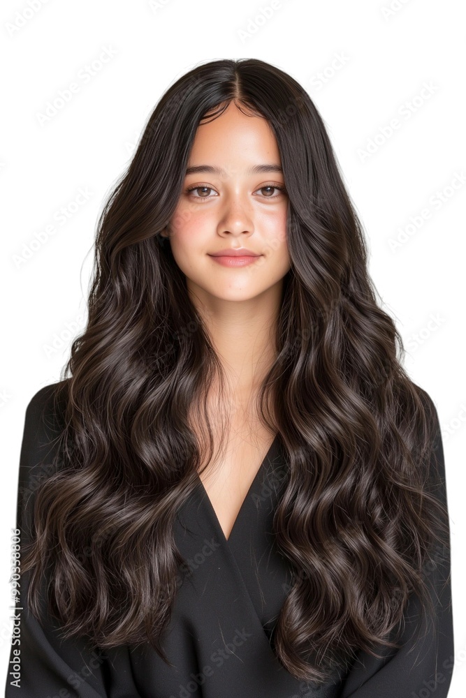 Elegant Portrait of a Woman with Flowing Curly Hair Elegant Portrait of a Woman with Flowing Curly Hair