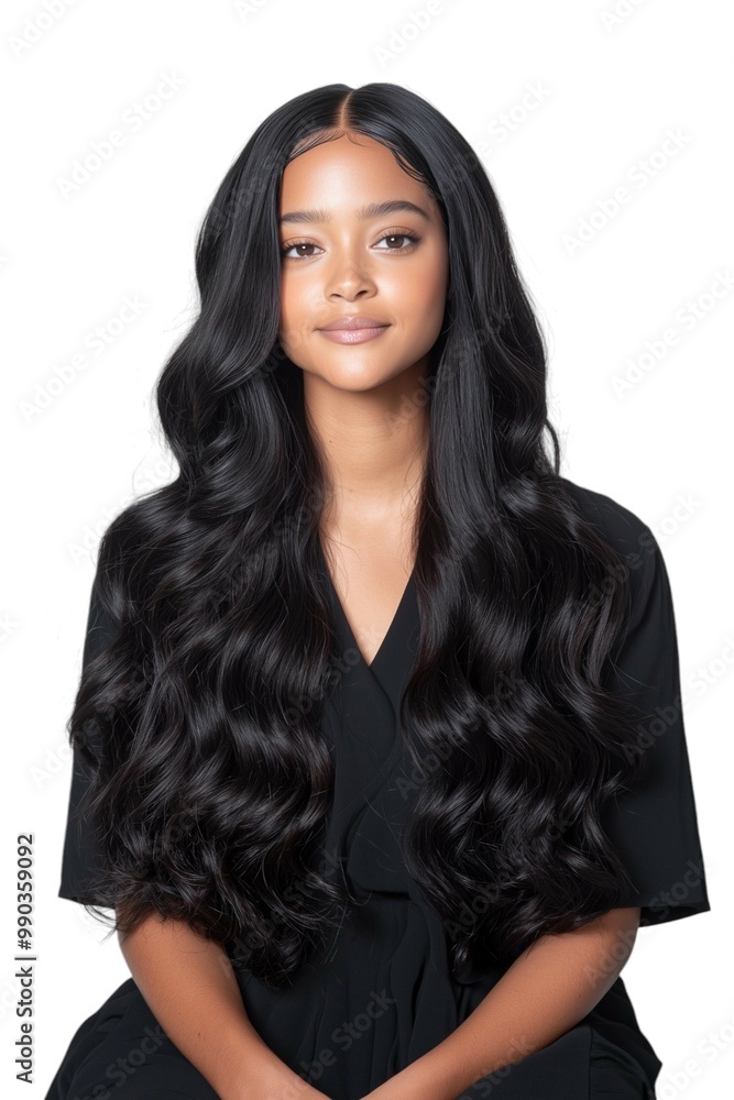 Elegant Portrait of a Woman with Flowing Curly Hair Elegant Portrait of a Woman with Flowing Curly Hair