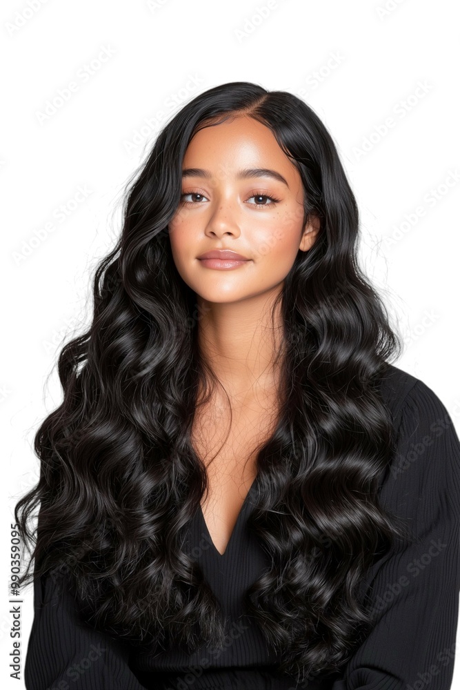Elegant Portrait of a Woman with Flowing Curly Hair Elegant Portrait of a Woman with Flowing Curly Hair