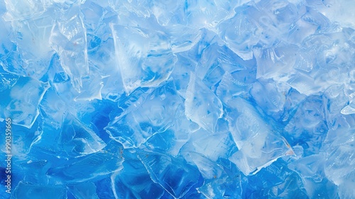 Blue ice texture background with geometric shapes