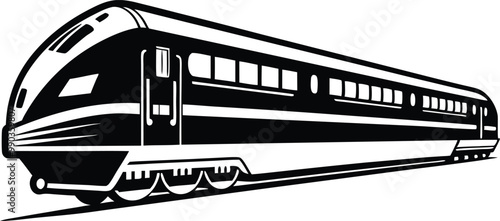 Modern Train silhouette Vector icon, illustration on black and white.