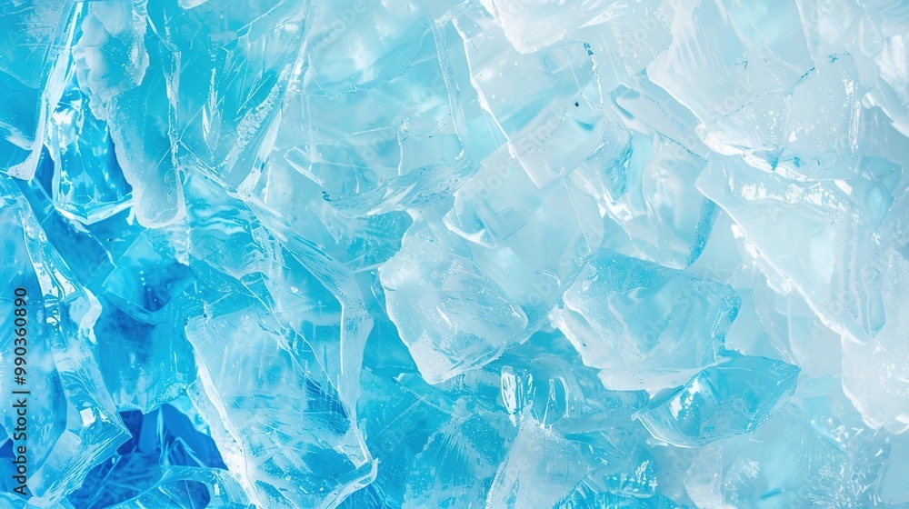 Obraz premium Blue ice texture background with geometric shapes