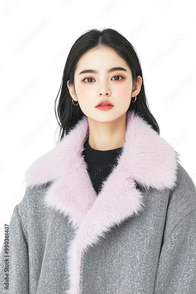 Elegant Winter Fashion Portrait with Luxurious Fur Collar