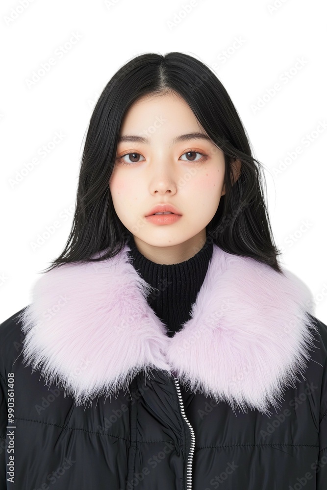 Elegant Winter Fashion Portrait with Luxurious Fur Collar Elegant Winter Fashion Portrait with Luxurious Fur Collar