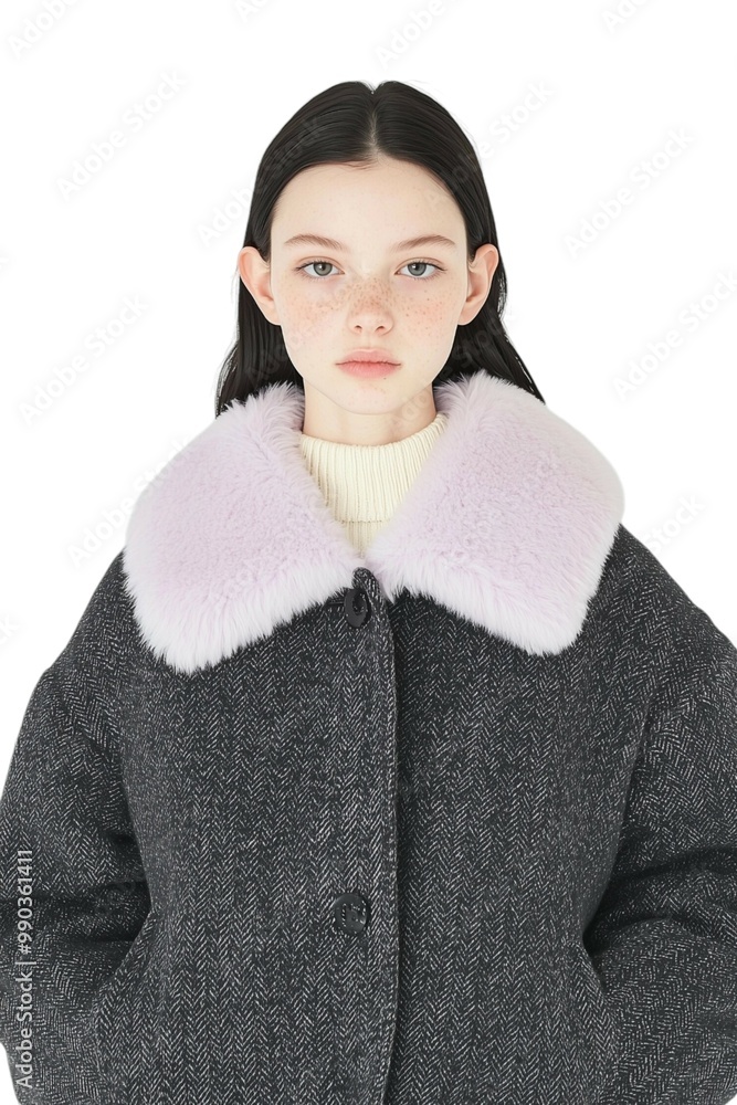 Elegant Winter Fashion Portrait with Luxurious Fur Collar Elegant Winter Fashion Portrait with Luxurious Fur Collar