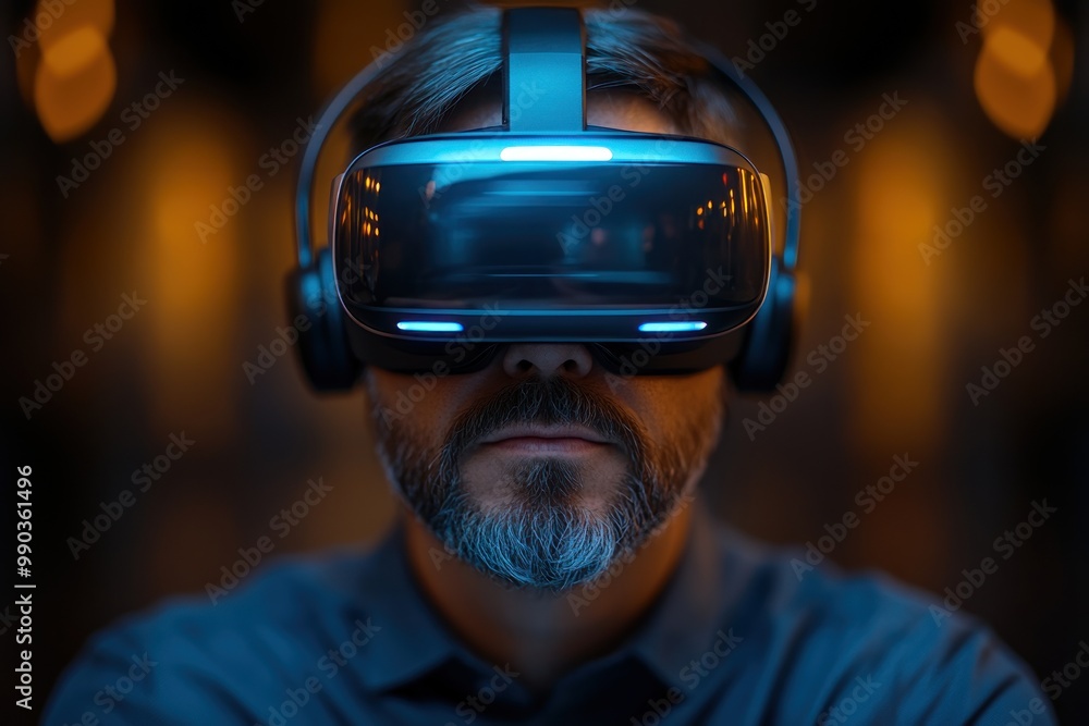 Man Experiencing Virtual Reality Man Experiencing Virtual Reality