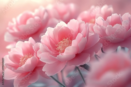 Soft Pink Peonies in Bloom