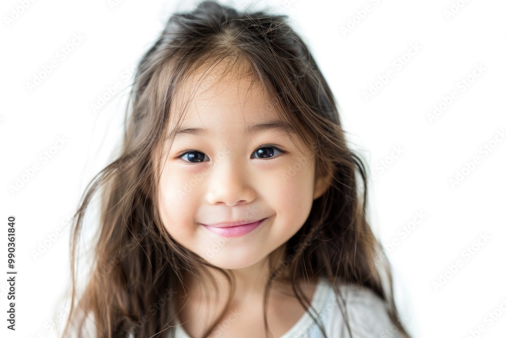 Girl Isolated On White. Asian Little Girl Smiling Portrait Concept Girl Isolated On White. Asian Little Girl Smiling Portrait Concept