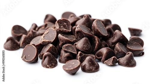 Chocolate Chips Isolated on White Background