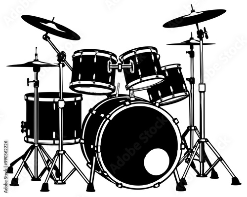 drum set silhouette vector art