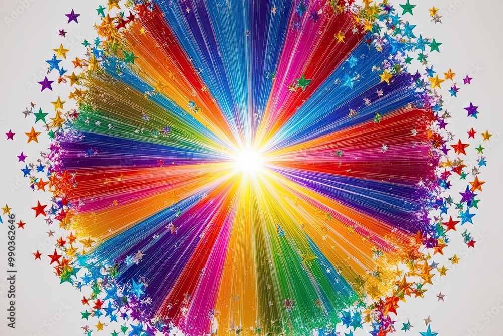 Shining Stars Burst of Colours on a White Background Shining Stars Burst of Colours on a White Background