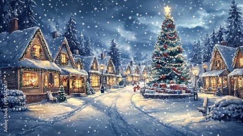 Winter Wonderland Christmas Village Scene