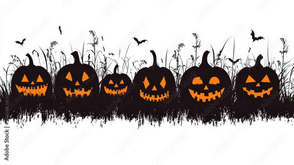 Halloween Pumpkins Banner Design with Copy Space Halloween Pumpkins Banner Design with Copy Space