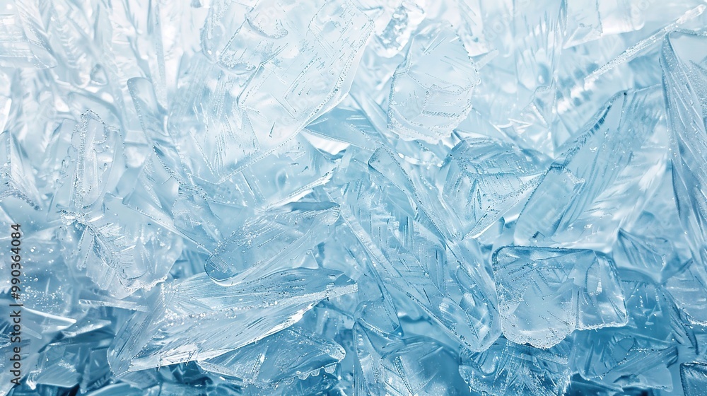 Blue ice texture background with geometric shapes