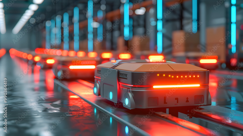 Foto de Future Technology 3D Concept Automated Retail Warehouse AGV ...