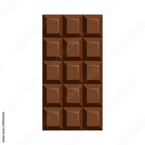 Chocolate bar isolated on white background. Top view.