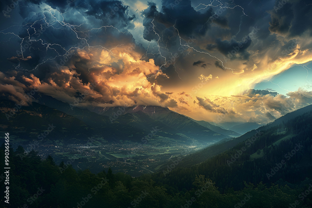 Naklejka premium sunrise over the mountains