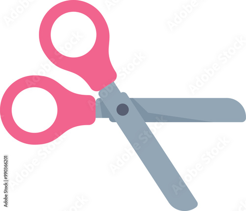Pink handled scissors cutting on a white background, perfect for representing arts and crafts